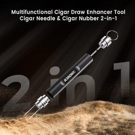 2-Pack Cigar Draw Enhancer Tool, Cigar Poker & Cigar Nubber 2-in-1, Practical Cigar Accessories with Key Ring for All Cigars (Black & Black)