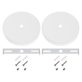 SG Store 2PCS White Ceiling Cover-Up Plates with Installation Brackets Screws and Expansion Nuts for Light Fitting Iron 117x20x0.4mm