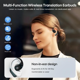 Snorthy AI Übersetzer Kopfhörer Echtzeit Übersetzungskopfhörer Translator Earbuds 164 SprachüBersetzer Kopfhörer Übersetzer Bluetooth 5.4 OWS Kopfhörer Echtzeit Übersetzung für Business Reisen Lernen
