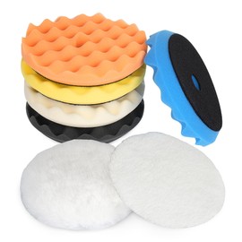 Autolock 6" Buffing Polishing Pads, 7Pcs 6Inch (150mm) Waffle Foam Buffing Pad, Wool Pad Kit for 6 in Backing Plate, Car Polisher Boat Compounding, Polishing and Waxing