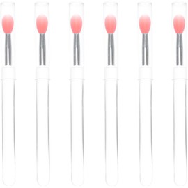 Cabilock Pinceles para Labios de Silicona Tapa, Set de 6 Piezas Color Rojo Sandía, Aplicadores Portátiles para Maquillaje de Labios y Sombras, Prácticos y Compactos para Belleza Diaria