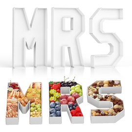 HILAVO Charcuterie Letters MRS, 3 PCS 13.7" Fillable MRS Shaped Charcuterie Board Letters, Bridal Shower Food Display, Paper Mache Cardboard Letters Food Trays for Bachelorette Party