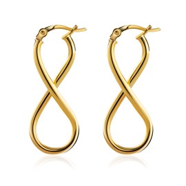 Sterling Silver Infinity Hoop Earrings (Gold)