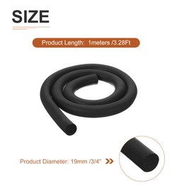 DTGN 19mm x 1meters(DXL) Foam Rubber Weather Seal Strip - 1Pack - Good for DIY Furniture - Round EPDM Foam Rubber Weather Stripping - Black