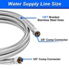 10FT Stainless Steel Braided Dishwasher Water Supply Line, 3/8" Compression