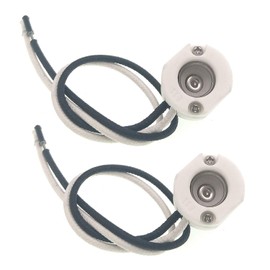 E11 Mini-Candelabra Base Ceramic Lampholder,TWDRTDD Mini Can E-11 Base Porcelain Halogen Bulb Socket With 8" Wire Leads (2-Pack,SizeB)
