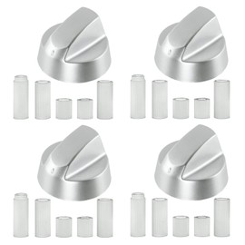 Spares2go Universal Oven Cooker Hob Control Knob Switch (Pack of 4, Chrome/Silver) 40mm Plastic