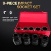 TONYNOL 1" Inch Drive Deep Impact Socket Set,9 Pieces,6-Point,Metric Sizes(24mm,27mm,30mm,32mm,36mm,38mm,41mm,46mm,50mm),Cr-Mo