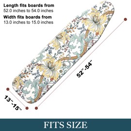 veiox Standard Size Ironing Board Cover and Pad, Full Size Scorch Resistant Padding, 100% Organic Cotton, Heat-Resistant & Washable – Elastic Trim for Easy Installation