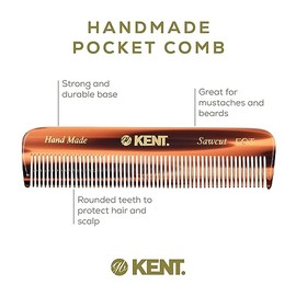 Kent 81T FOT - Juego de peine de bolsillo para barba de carey para hombre, kit de barba para viajes y hogar, peine para bigote para hombres, mini pein