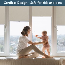 SILKVERSE Roller Window Shades Free-Stop Cordless Blackout Blinds, Thermal Insulated Pull Down Shades for Windows, UV Protection Fabric Roller Blinds for Home Office (45.5" Wx72 H, Ivory)