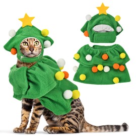 LyssKMK Christmas Dog Costume Christmas Cat Outfit Dog Christmas Tree Cape Xmas Dog Cloak Pet Xmas Hat Cloak for Cat Small Dogs