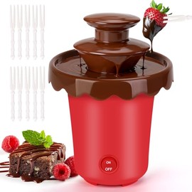 Mini fuente de chocolate de 5 onzas con 10 tenedores, mini máquina de inmersión de chocolate de 2 niveles para uso con jarabe de chocolate, apta para 