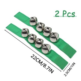 CashBeat Wrist Bells Set of 2, Dark Green Jingle Bells Instrument, Adjustable Ankle Percussion Musical for Kids, Party Favors, Christmas Decor, Education, Dance, Band Performance