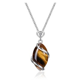 Jovivi Tigers Eye Crystal Necklace Women,Wire Wrapped Natural Gemstone Reiki Healing Stone Pendant Necklace Jewellery Gifts for Her Mum Mothers Day Valentines Christmas, 1 Count, 0.02 Kg