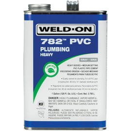 Weld-On 14020 782 PVC Heavy-Bodied High Strength Plumbing Solvent Cement - Medium-Setting and Low-VOC, Gray, 1 Gallon (128 fl oz)