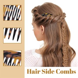 Auiremrti Hair Comb, 4-Piece Mini Hair Clips Set, French Side Combs Made of Cellulose Acetate, Vintage Design, Ideal for All Hair Thicknesses, 4pcs Small Black, l