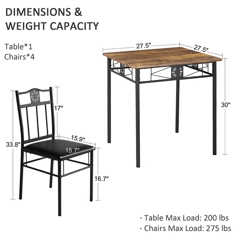 VECELO 3-Piece Small Kitchen Dining Table Set for 2, PU