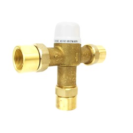 CMI Inc Thermostatic Mixing Valve with Female Connections, for Hot Water Heater, Water Control,Shower,Temperature Regulator (3/4" female)