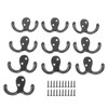 10pcs Black Double Prong Coat Hooks Wall Mounted Retro High