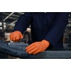 GLOVEWORKS Orange Disposable Gloves, Flock-Lined Nitrile Gloves, Raised Diamond Texture,