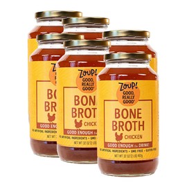 Zoup! Chicken Bone Broth - Fat Free Chicken Broth, 6-pack of 32 oz Jars