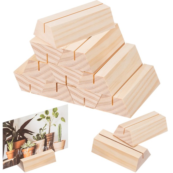 12 Pieces Wood Place Card Holders Trapezoidal Wooden Table Number