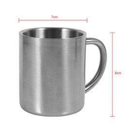HAOHIZE Metal Measuring Cup with Handle 220ml Portable Double Walled Stainless Steel Cup for Travel Camping Coffee Tea Milk for Outdoor Events Picnics Parties