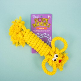 Henry Wag Travel Companion Rope Buddy - Freya Rabbit - Pet Comforter when Travelling & Soft Natural Cotton Construction - Small (Yellow)