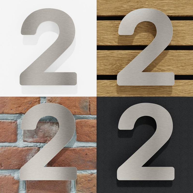 N-01-2-E Stainless Steel House Number 2 - Solid, Weatherproof and