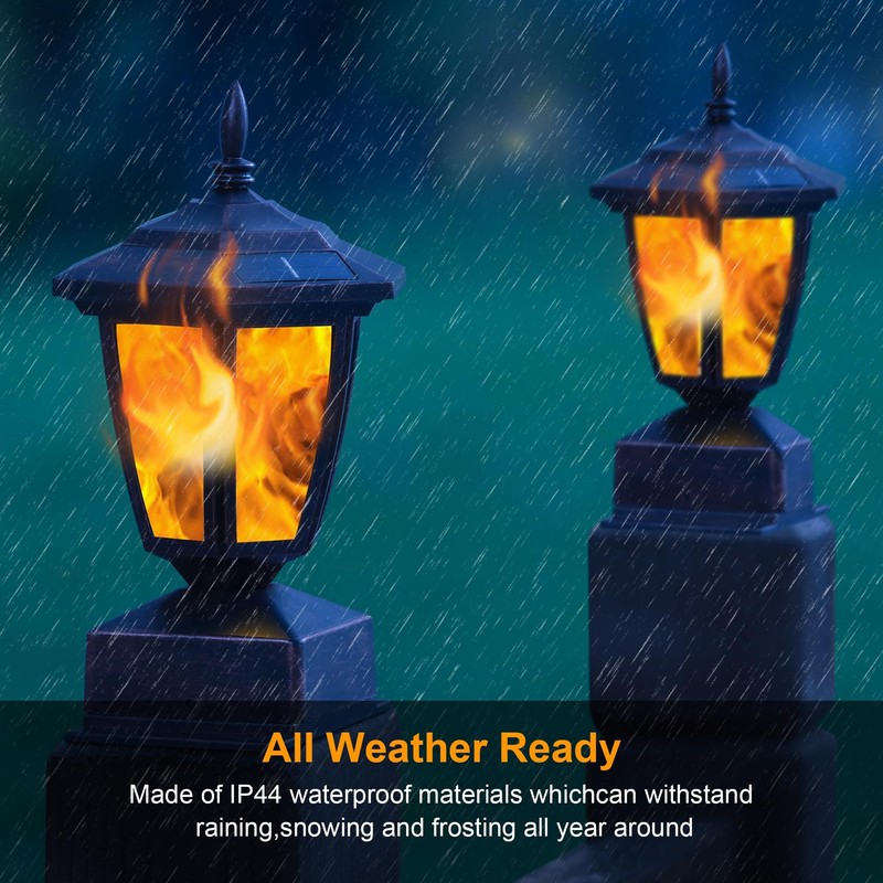 Dynaming 4 Pack Solar Flame Post Lights Outdoor, Solar Powered