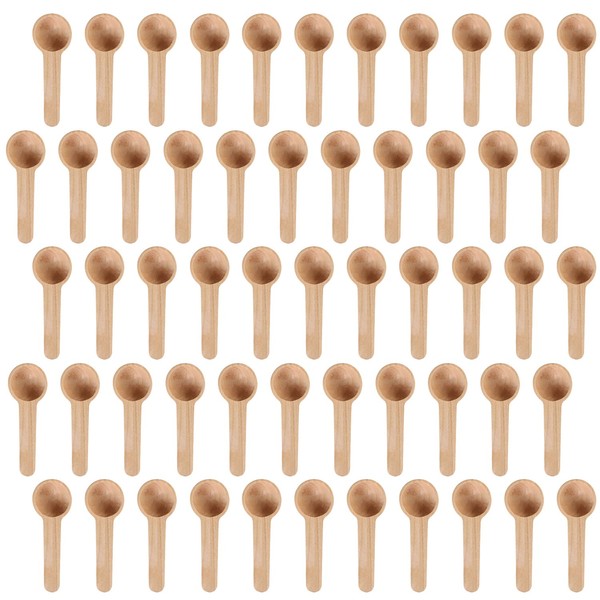 50 Small Wooden Spoons: Mini Handmade Round Wooden Spoon for Honey, Coffee, Kitchen, Tea, Salt, Sugar, Jam, Mustard and Wooden Spoons for Kitchen and Medicine