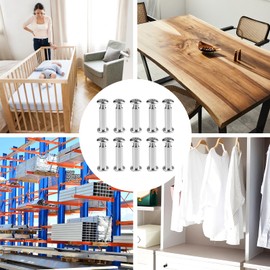 Connection Screws M6 x 25 Sleeve Screws, Pack of 12 Furniture Screws Diameter 8 mm Threaded Sleeve Furniture Screws Stainless Steel A2 V2A Cabinet Connector Sleeve Nut for Cabinets, Wooden Board