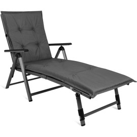 normani Garden Lounger Cushion Sun Lounger Cushion with Soft 6 cm Filling - Cushion Made of Waterproof Material and Fastening Straps 195 x 55 cm Anthracite