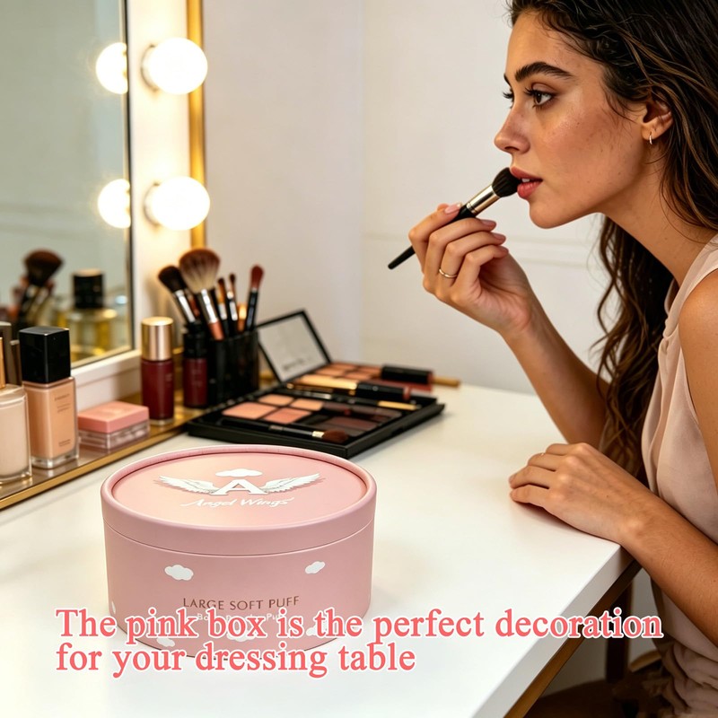 Pink Body Powder Container with 5.5" Large Powder Puff -