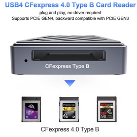 USB4.0 40Gbps CFexpress Type B Card Reader, CFexpress 4.0 Type B Reader for Professional Filmmakers, Photographers, Optimized for Express Transfer of Files/Large Storage, USB-C to C Cable Included