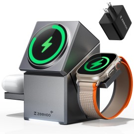 ZEEHOO-CuBeTrick X 3-in-1 Wireless Charging Station-Grey-US Plugsocket standard: US, color: Dark Grey