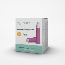 Elinic Safety Hands 28G Pack of 100 Sterile Disposable Hands for Glucose Testing