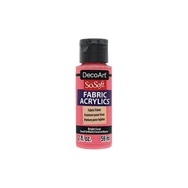 Deco Art DSS2OZ-110 SoSoft Fabric Acrylic Paint 2oz-Bright Coral