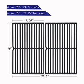 Leship 15 inch Grill Grates Replacement for Weber 7522 Spirit E/S 200 E/S210 Spirit 500 Genesis Silver A, Cast Iron Cooking Grid for 7523 7521 65904 65905 (15 x 11 1/4) 2PCS