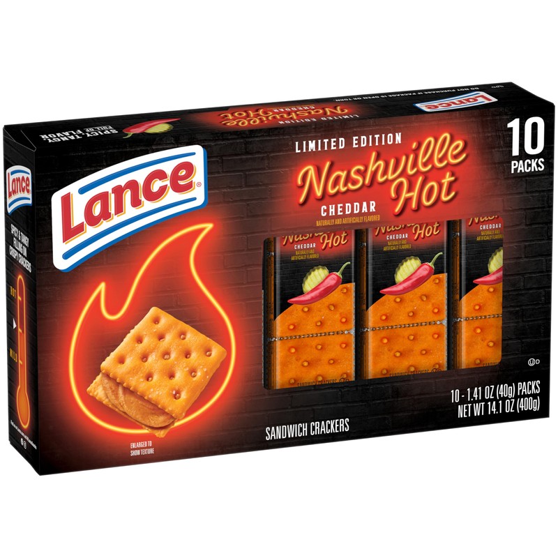 Lance Nashville Hot Cheddar Sandwich Crackers, 10 Pack
