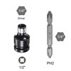 TOP-VIGOR 1/2" Square Drive to 1/4" Hex Socket Adapter Drill