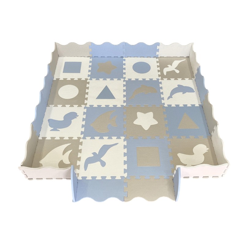 Tapete de Juego de Animales (Azúl Beige)