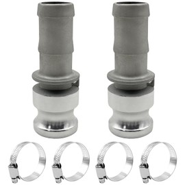 BITOTU 2PCS Type E Aluminum Global Cam and Groove Hose Fitting E-100 1" Type E with 4 PCS Hose Clamps with a Hose Shank (1 inch, Type E)