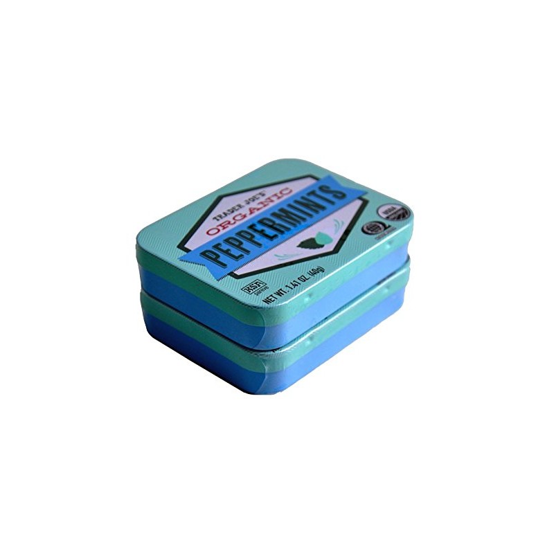 Trader Joe's Organic Peppermints, 1.41 oz Tin (Pack of 2)