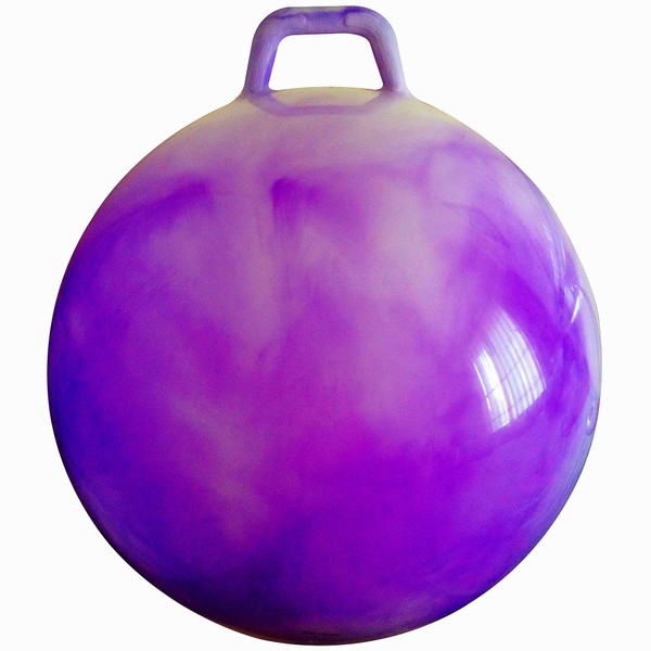 AppleRound Space Hopper Ball with Air Pump: 22in/55cm Diameter for Age 10-12, Kangaroo Bouncer, Hippity Hoppity Hop Ball for Taller Children, Cloud Colors (Purple)