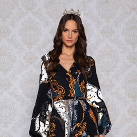 Vofler Corona barroca clásico redonda de tamaño completo tiara de lujo retro diadema de vidrio de diamantes de imitación perlas de pelo joyería para el cabello para mujeres reinas damas niñas novia princesa cumpleaños boda Pageant Party, Style 2