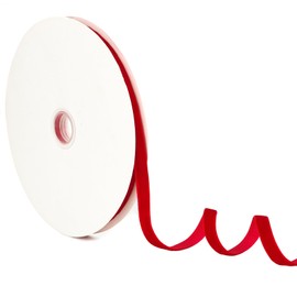 DERAYEE Red Velvet Ribbon, 3/8 Inch 30 Yards Vintage Thin Velvet Satin Ribbon for Christmas Tree Wreath Decoration DIY Craft Gift Wrapping