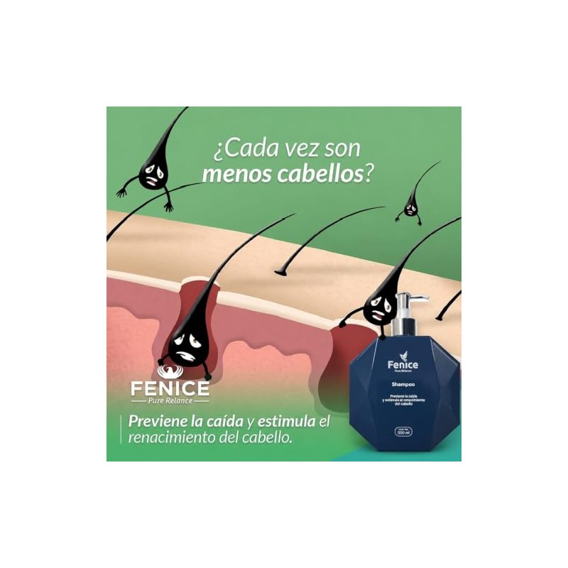FENICE Shampoo Anticaida, Ayuda a Reducir la Caída del Cabello