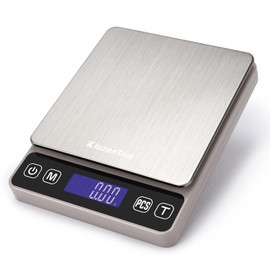 KitchenTour Digital Kitchen Scale - 500g/0.01g High Accuracy Precision Multifunction Food Meat Scale Jewelry Lab Carat Powder Scale with Back-Lit LCD Display(Batteries Included) Grey